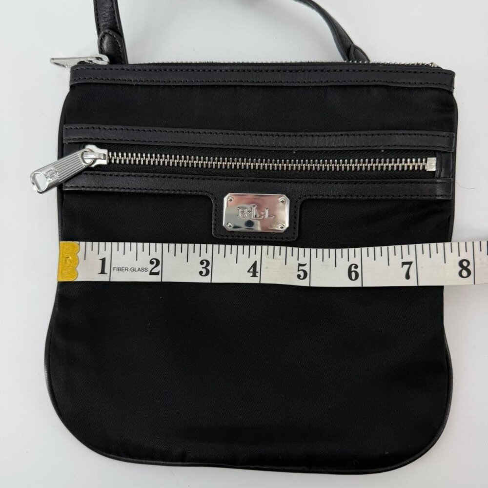 Polo Ralph Lauren Nylon Genuine Leather Crossbody Bag Purse Handbag Black - Picture 6 of 7